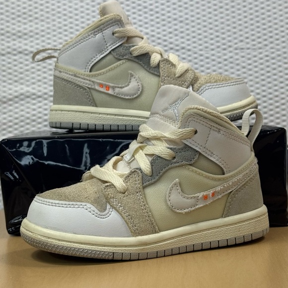 Jordan 1 Mid SE Craft Toddler Shoes 7C | Beige White DQ3725-100 - Picture 1 of 6